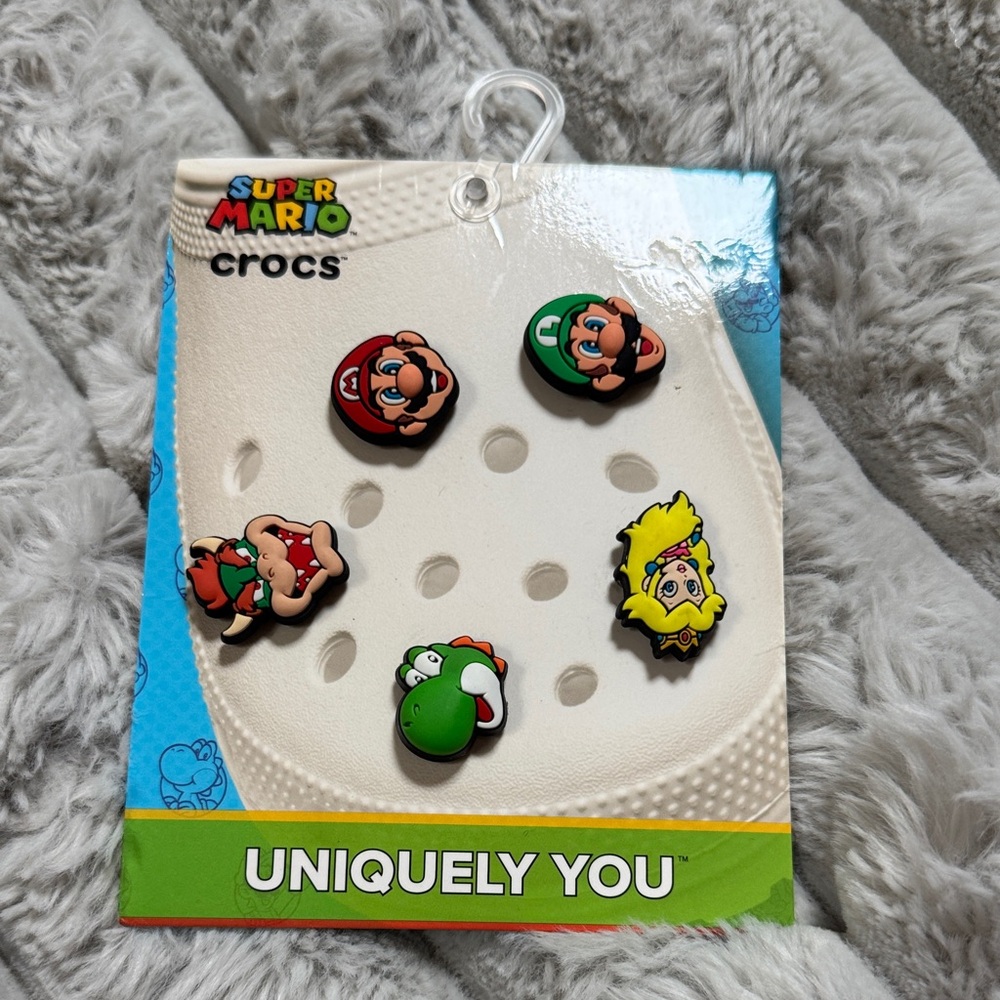 CROCS Super Mario Jibbitz Charms — Red, Green, Yellow, Peach